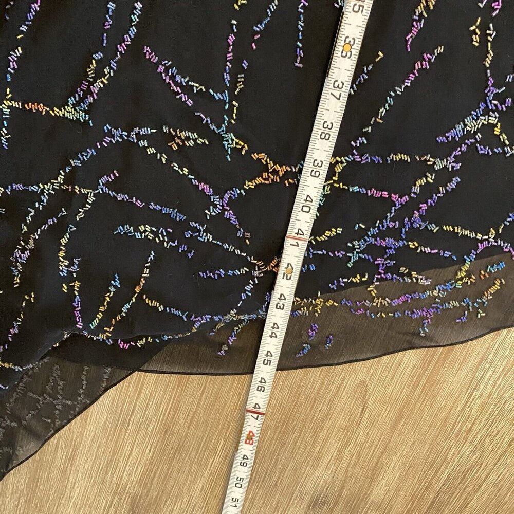 Rue De La Paix Dress Women's Black Sz 30 M Rainbow Beaded Asymmetrical Hem Fairy - Picture 15 of 16